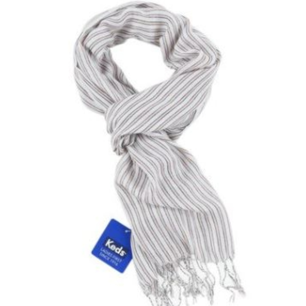 KEDS Scarf with Tassels, White Lined
